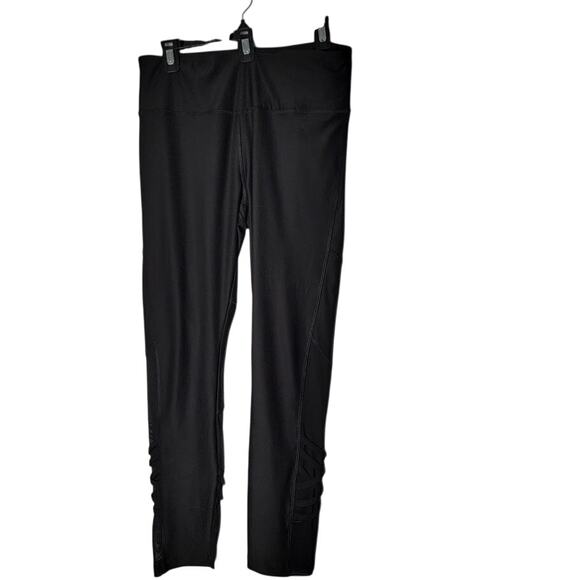 VOGO Athletica Leggings Womens XL Black High Rise Mesh Lattice Ankle Yoga - Picture 1 of 8